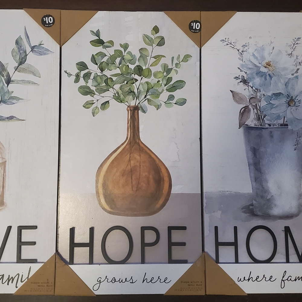 Hope and Home Wall Art Set - Brown, Blue, Green